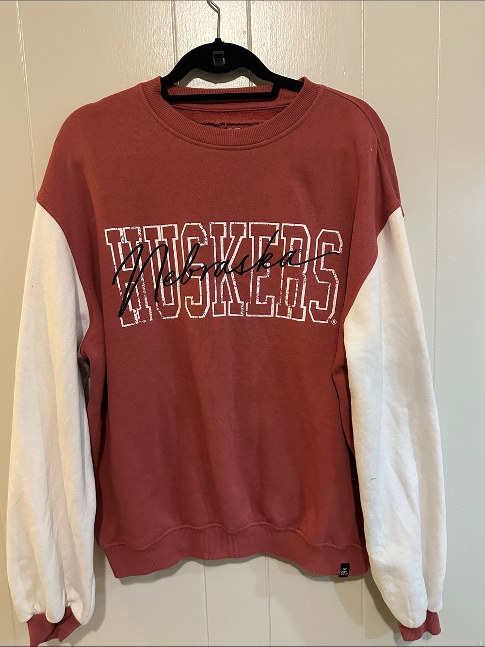 Game day social Nebraska Huskers crewneck distressed Sweatshirt - Red & White